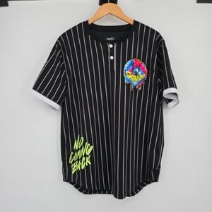Rue21 Mens Mentally Gone Pinstripe Baseball Jersey Shirt Medium Psychedelic